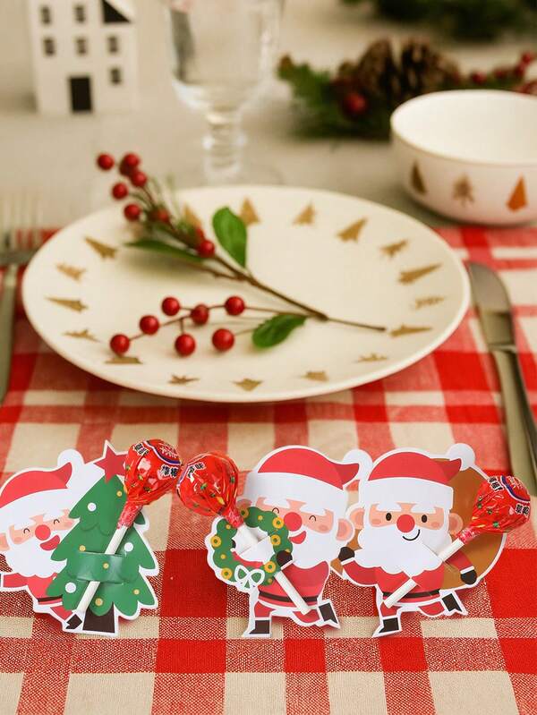 48PCS Christmas Lollipop Holder Cards – Santa, Snowman & Tree Gift Decor Set