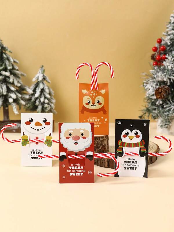 48PCS Christmas Lollipop Holder Cards – Santa, Snowman & Tree Gift Decor Set