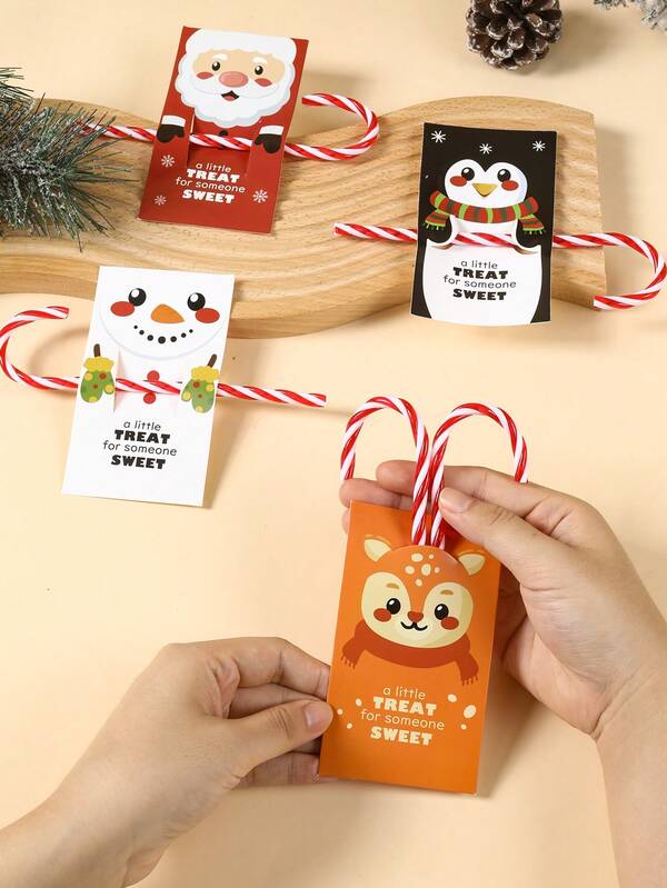 48PCS Christmas Lollipop Holder Cards – Santa, Snowman & Tree Gift Decor Set