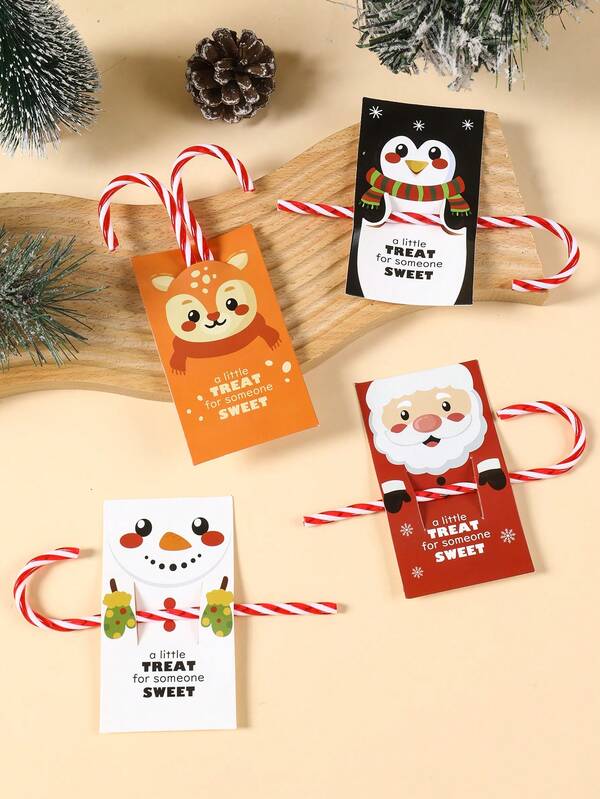 48PCS Christmas Lollipop Holder Cards – Santa, Snowman & Tree Gift Decor Set