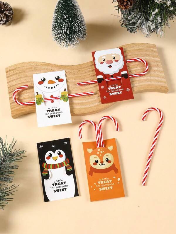 48PCS Christmas Lollipop Holder Cards – Santa, Snowman & Tree Gift Decor Set
