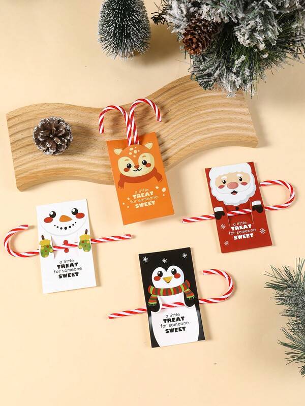 48PCS Christmas Lollipop Holder Cards – Santa, Snowman & Tree Gift Decor Set