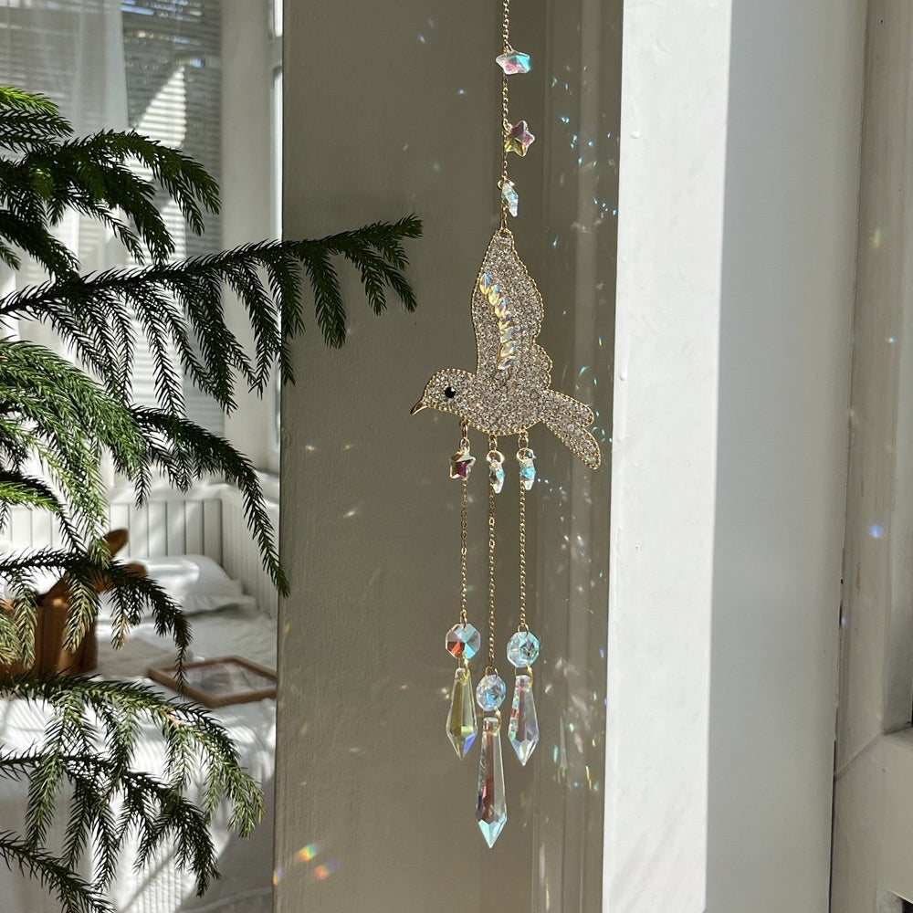 Pendant Hummingbird Three-piece Sun Catcher Crystal Wind Chimes