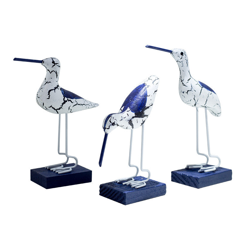 Mediterranean Creative Wooden Old Seabird Three-piece Set