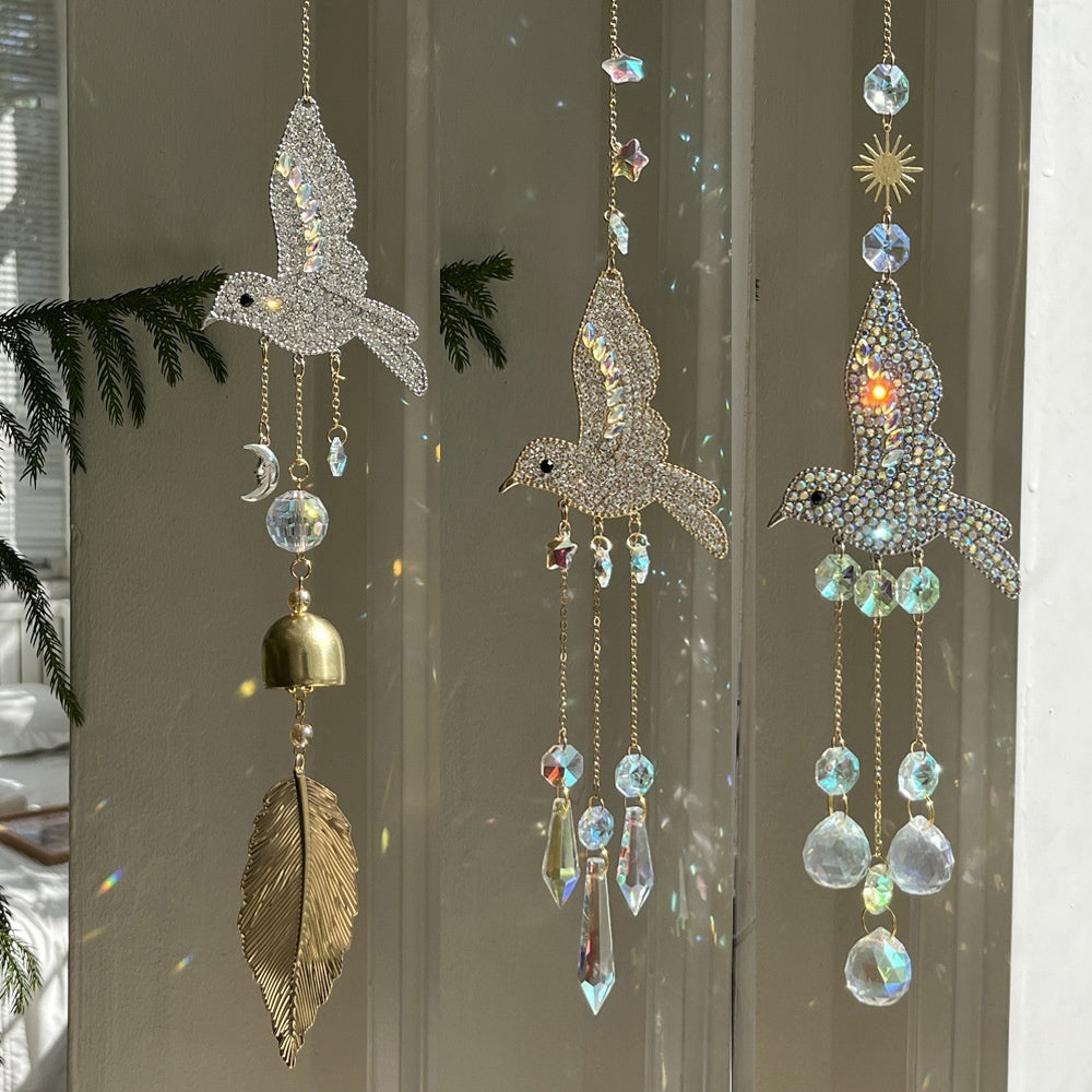 Pendant Hummingbird Three-piece Sun Catcher Crystal Wind Chimes
