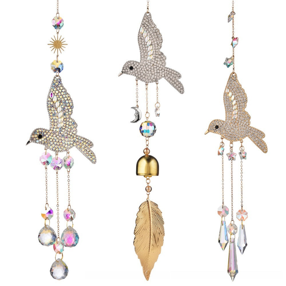 Pendant Hummingbird Three-piece Sun Catcher Crystal Wind Chimes