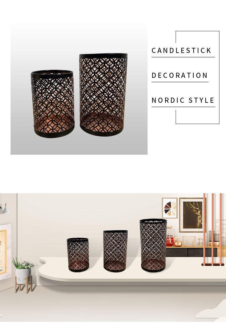 Wrought Iron Candlestick Three-piece Crafts Ornament