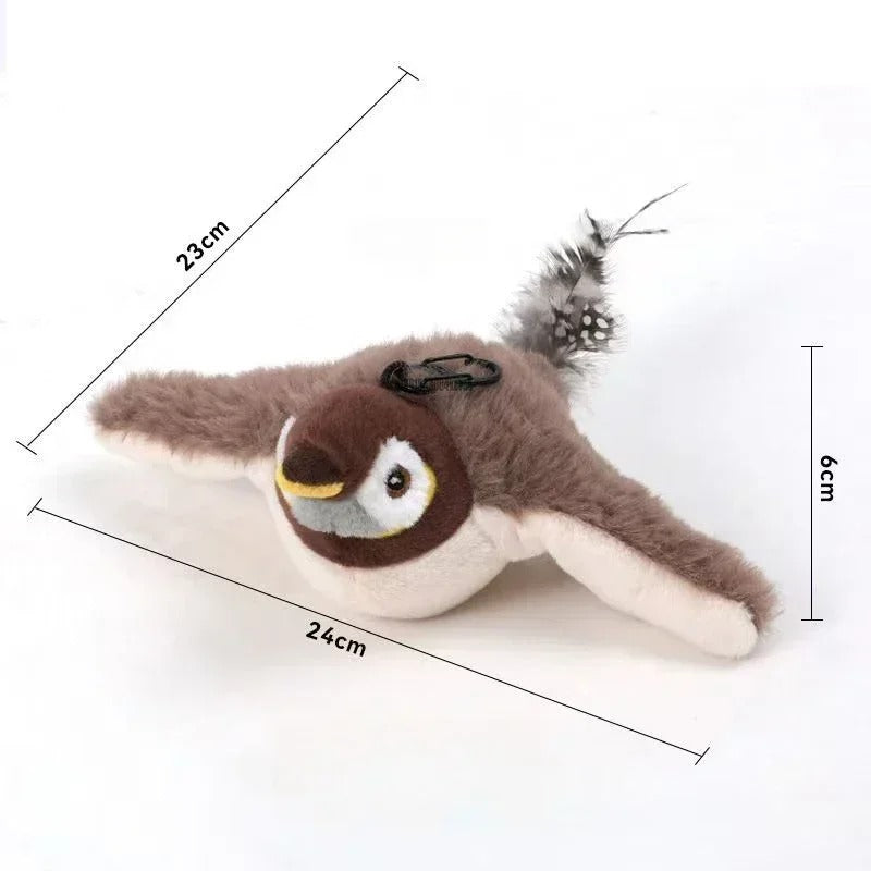 Fluffy Bird Cat Toy with Real Feather Tail