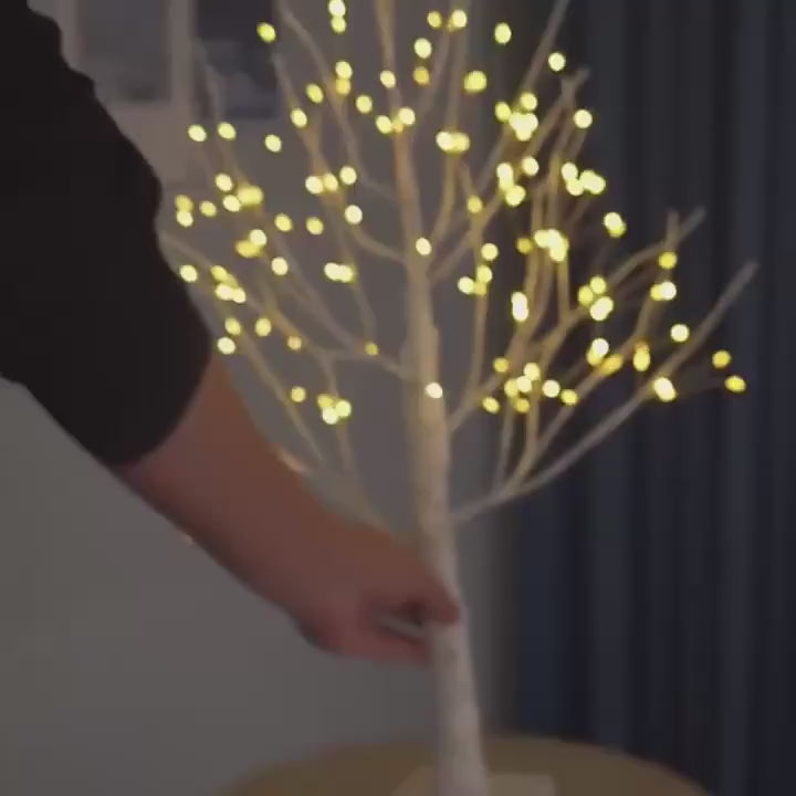 144-LED Birch Tree Light – Warm White, USB & Battery Powered